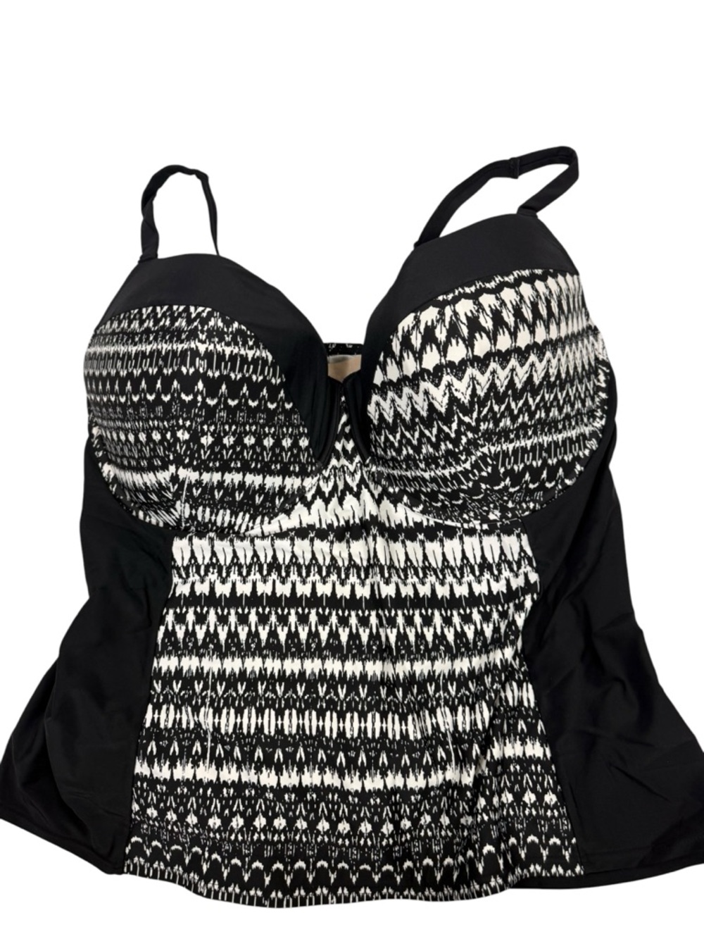 Cacique  black and white print swimsuit top balconette built in Bra size 40H - Picture 4 of 9
